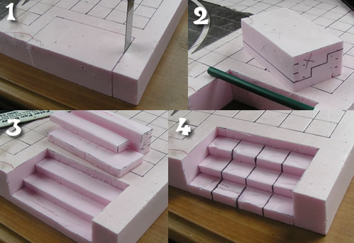 Mordheim Stairs out of Pink Foam